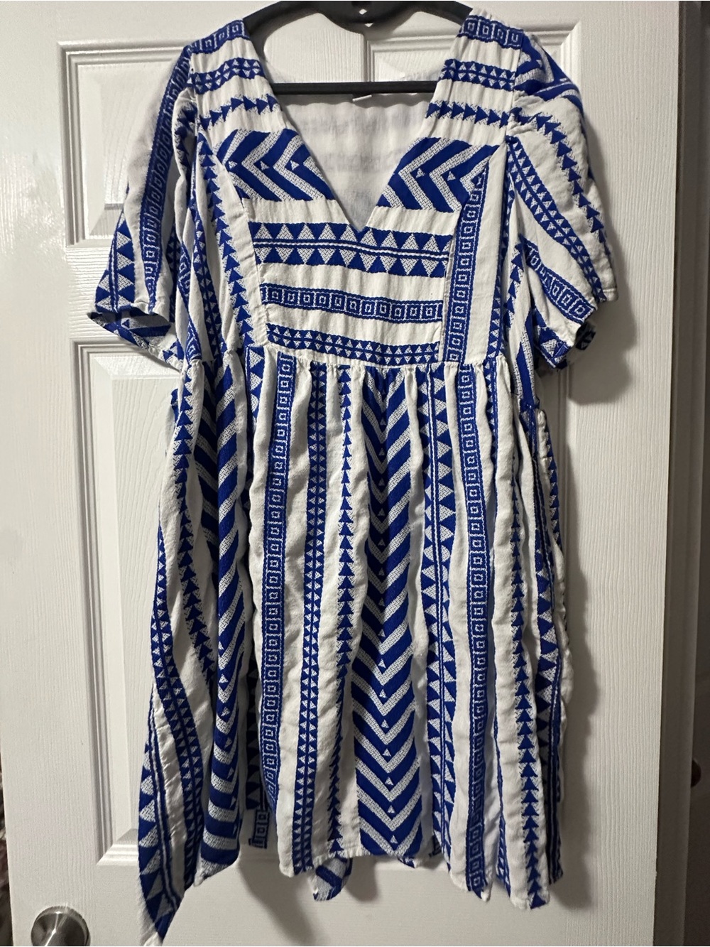 Old Navy Blue and White Geometric Midi Dress